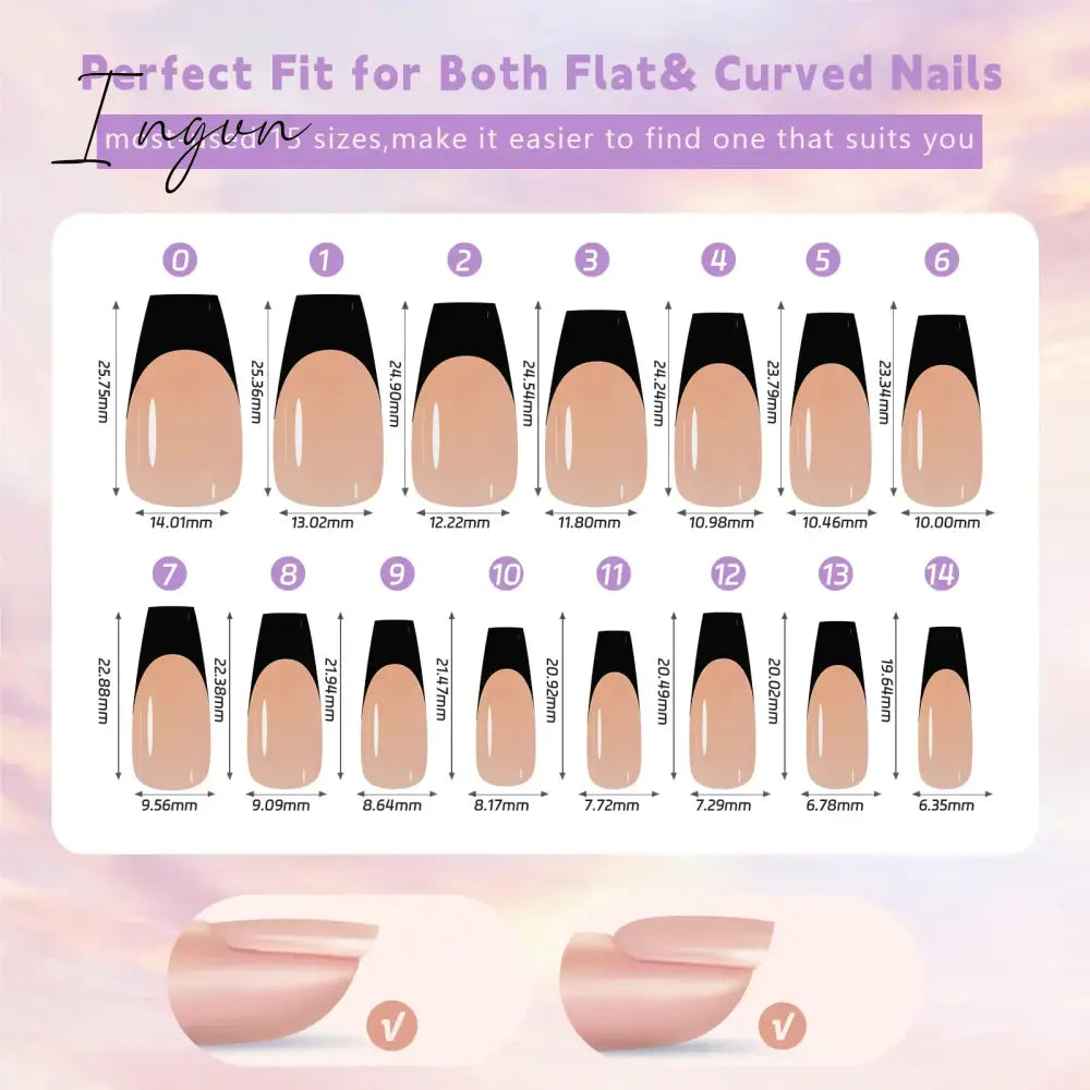 150pcs/box French Coffee Black False Nail Press On Acrylic Nails Almond Removable Nails Art Tools For DIY Manicure Design