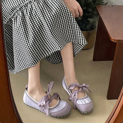 Ingvn  Autumn Lace Up Women Ballet Flat Shoes Fashion Shallow Non Slip Ladies Comfort Round Toe Mary Jane Shoes