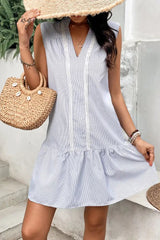 Ingvn - Notched Neck Ruffle Hem Sleeveless Dress