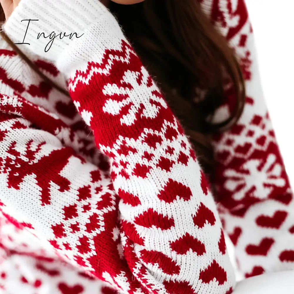 Ingvn - Fashion Autumn Winter Long Sleeve Loose Christmas Dresses Ladies Christmas Print A-line Mini Dress tops New Women