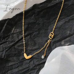 New Fashion Simple Golden Heart Pendant Zircon Tassel Adjustable Necklace for Women Sweet Elegant Party Jewelry Gifts
