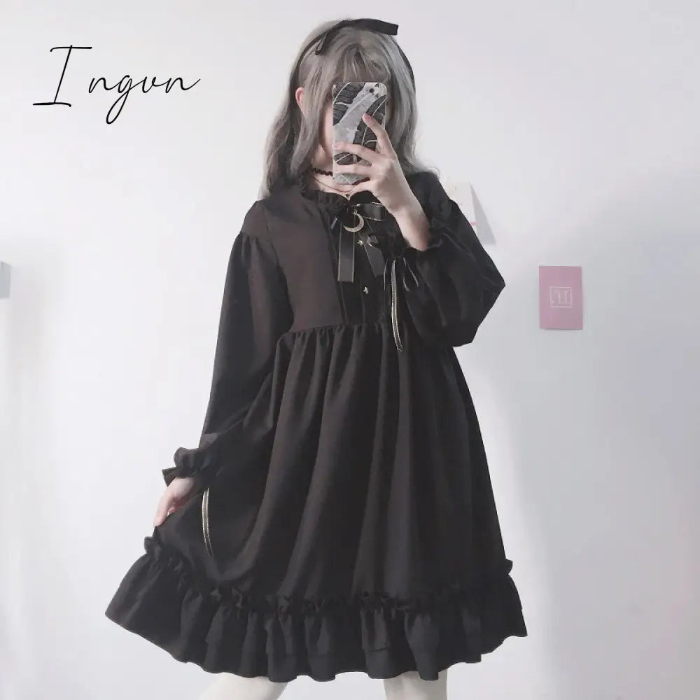 Ingvn - Quality Kawaii Lolita Style Dress Women Lace Maid Costume Dress Costume Sweet Gothic Party Robe Renaissance sSpring