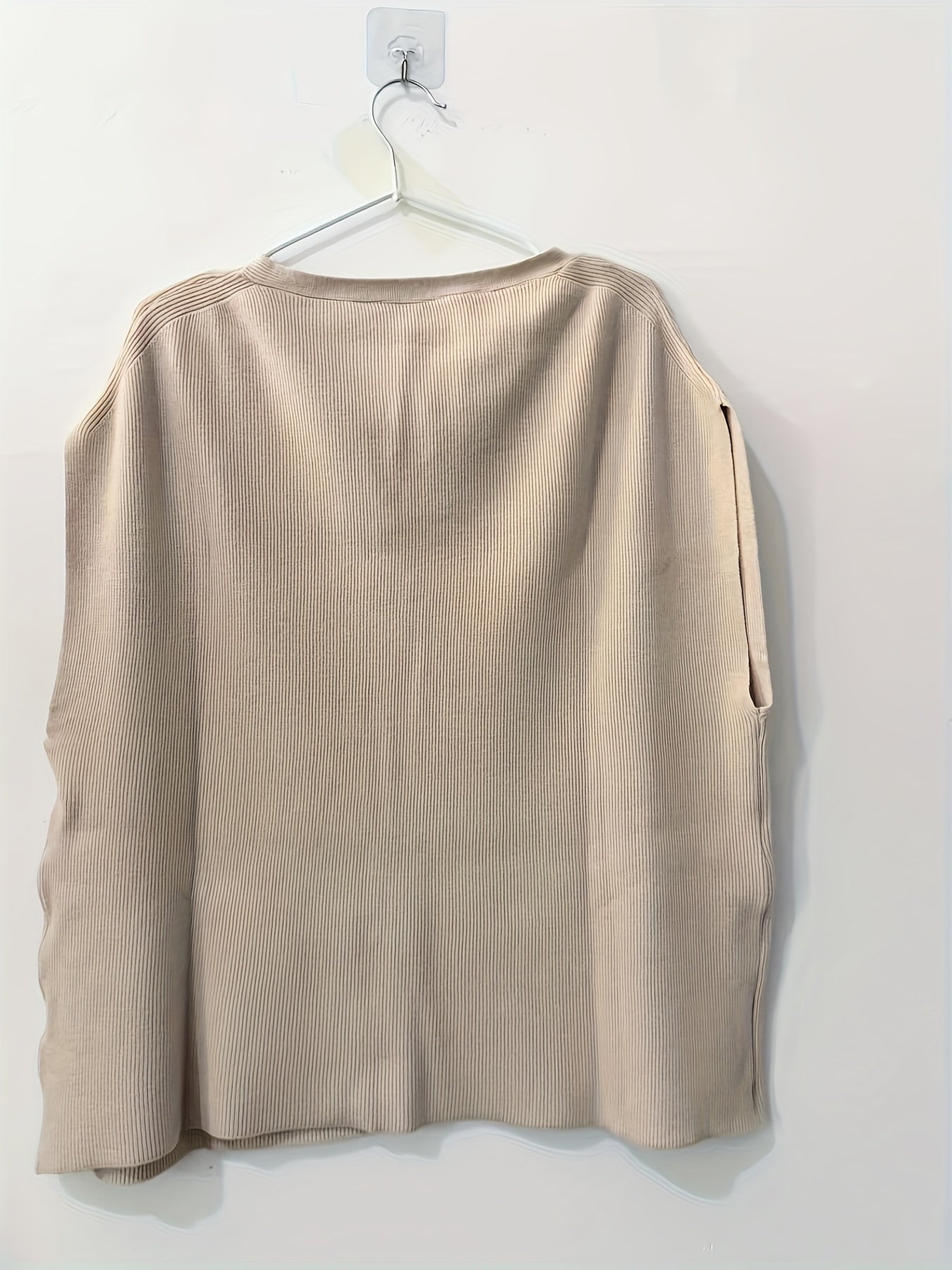 Women's V-Neck Knitted Cardigan, Casual Loose Fit Batwing Sleeves, Solid Color, Polyester, Spring/Autumn Fashion, Sleeveless Pullover Top for Ladies