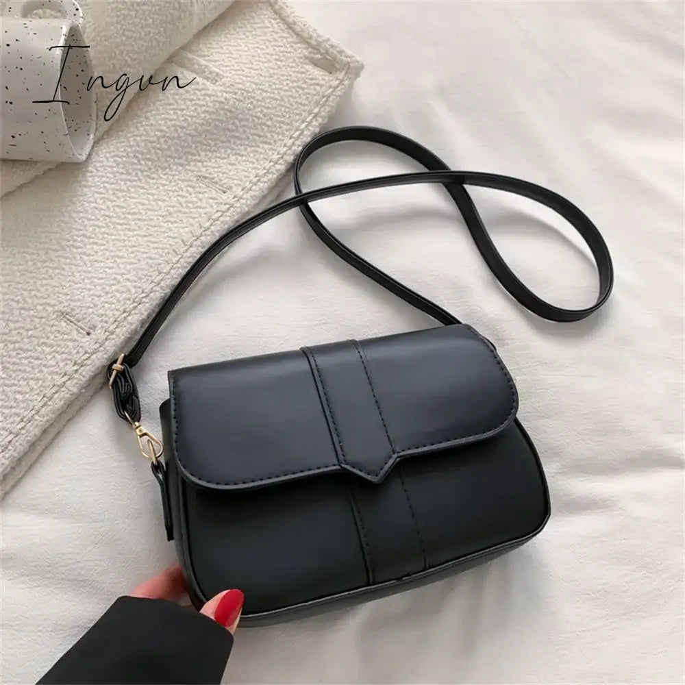 Ingvn - Trendy Saddle Shoulder Bag Women Pu Leather Crossbody Bag Simple Solid Color Flap Messenger Bag Designer Handbag Pouch Wholesale