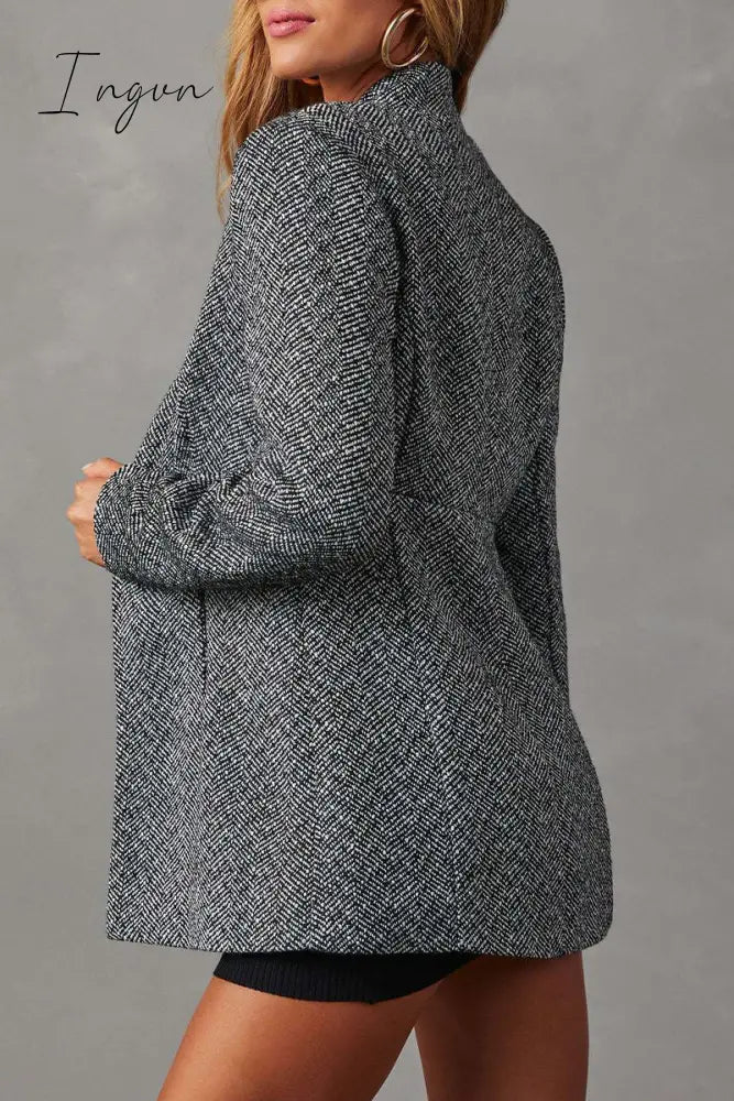 Ingvn - Casual Simplicity Solid Pocket V Neck Outerwear