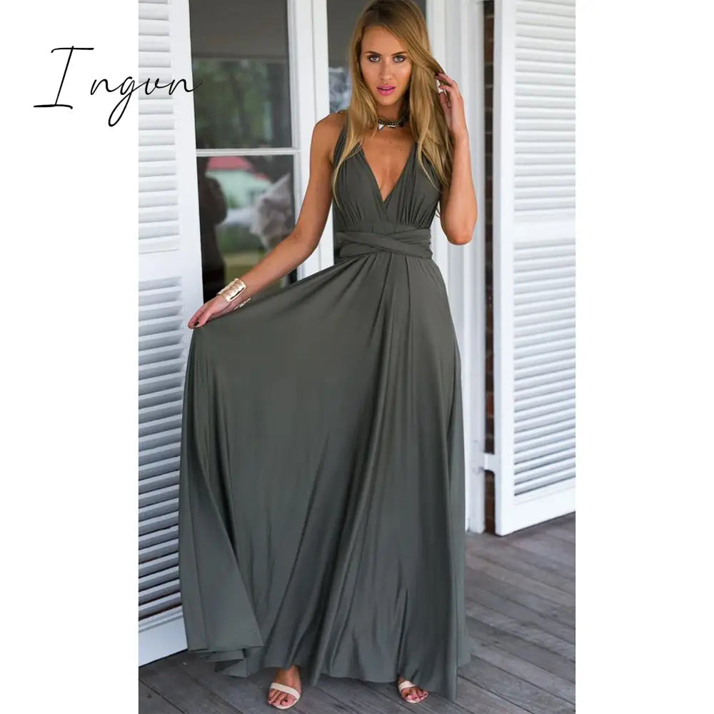 Ingvn - Sexy Women Maxi Dress Red infinity Long Dress Multiway Bridesmaids Convertible Wrap Party Dresses Robe Longue Femme Plus Size