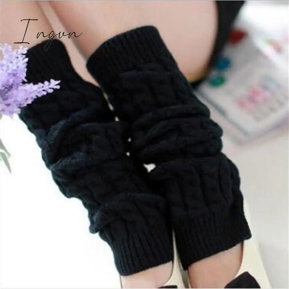 Ingvn - Lolita Leg Warmers Women Warm Winter Knit Foot Cover Crochet Knee Socks Warm Boot Cuffs Beenwarmers Japanese Long Socks
