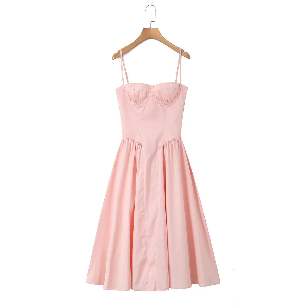 Women Sexy Spaghetti Straps Red Evening Party Dresses Pretty Girl Low Waist Flare And Flare Birthday Dresses Cotton