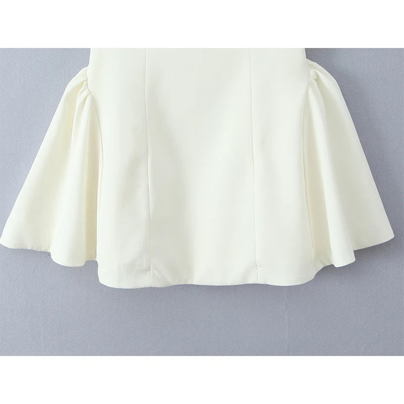 Elegant White Evening Party Mini Dresses For Women Square Neck Sleeveless  Pleated Hem Ball Gown Dress Summer Robe