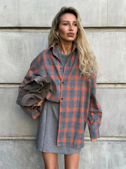 Ingvn  Vintage Loose Plaid Women'S Shirt Fashion Lapel Long Sleeve Office Lady Shirts and Blouses Tops Female Clothing New