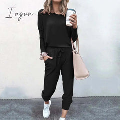 Ingvn - Autumn Casual Lounge Wear Women Tracksuit 2 Piece Set Loose Lounge Sets Ladies Sweat Suit Outfits Female