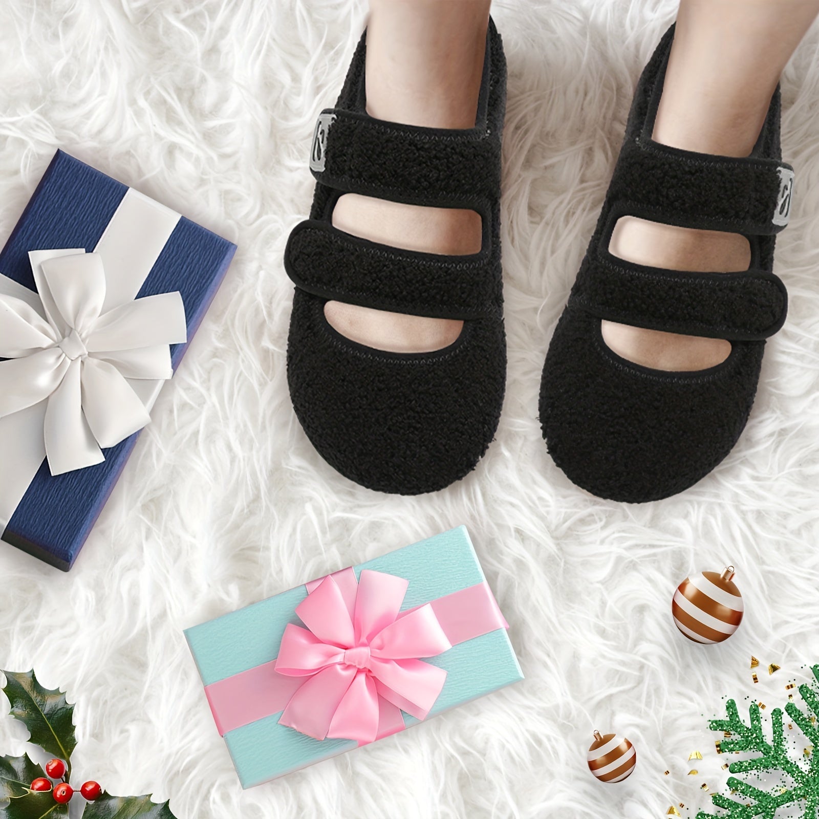 Cozy Wide Fit Slippers for Women - Soft, Lightweight, Non-Slip Rubber Sole, Hook-and-Loop Fastener, Breathable Fabric Upper, EVA Insole, Perfect for Indoor/Outdoor Use in Fall Season