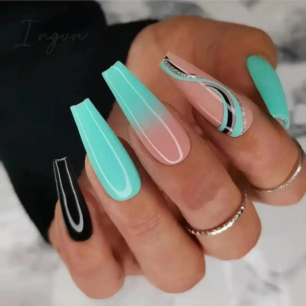 Extra Long Coffin Ballerina False Nails Fake Nails With Designs Press On Nails Manicure Tool Nail Accessory Full Cover Nail Tips