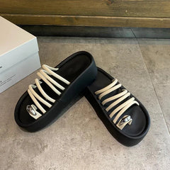 Ingvn  Clip Toe Summer Women Slippers Fashion Narrow Band Ladies Outdoor Beach Platform Flats Slides Female Rome Style Shoes