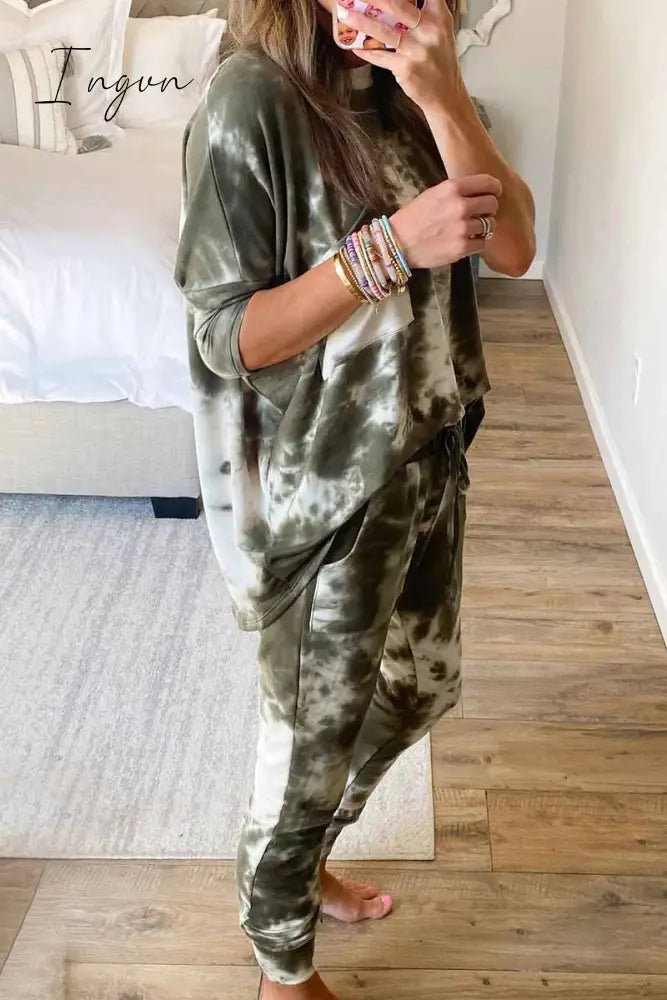 Ingvn - Dark Tie Dye Comfortable Casual Set