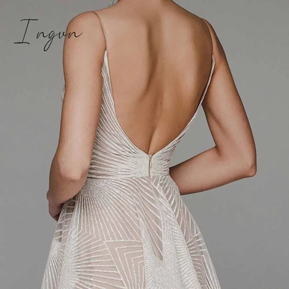 Ingvn - Sexy Slip Backless Embroidered Midi Dresses for Women Summer Elegant Luxury Evening Guest Wedding Long Formal Party Dress