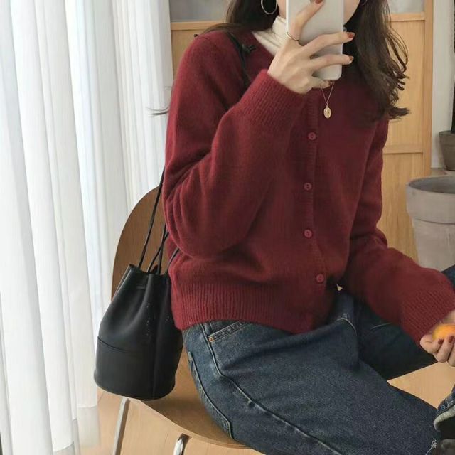 Cashmere Sweater Cardigan Women Single Breasted Long Sleeve Elegant Vintage Jumper Solid Wool Knitted Autumn Winter Outwear