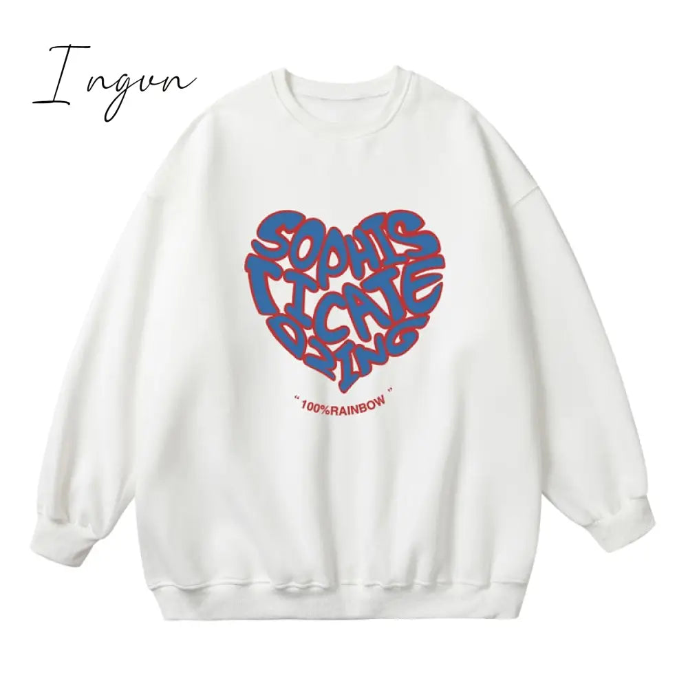 Ingvn - Women Letter Designer Love Y2k Hoodies Female Harajuku Korean Fashion Sweatshirts Girl Vintage Streetwear Hoodie