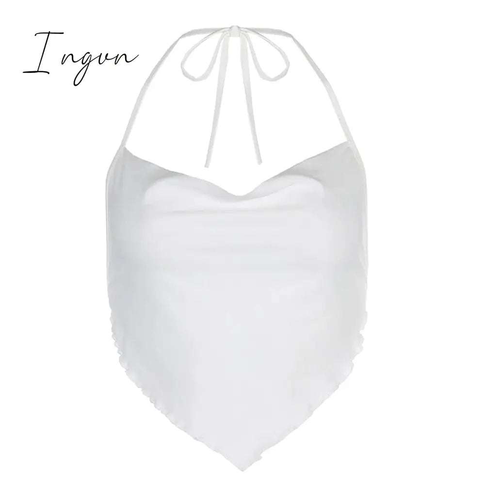 Ingvn - 80s fashion 21 Style Sexy Vintage Strappy Y2K Halter Crop Top Women Summer 90s Backless Cami Tops Tees Ladies Fashion Fitness Camisole Party