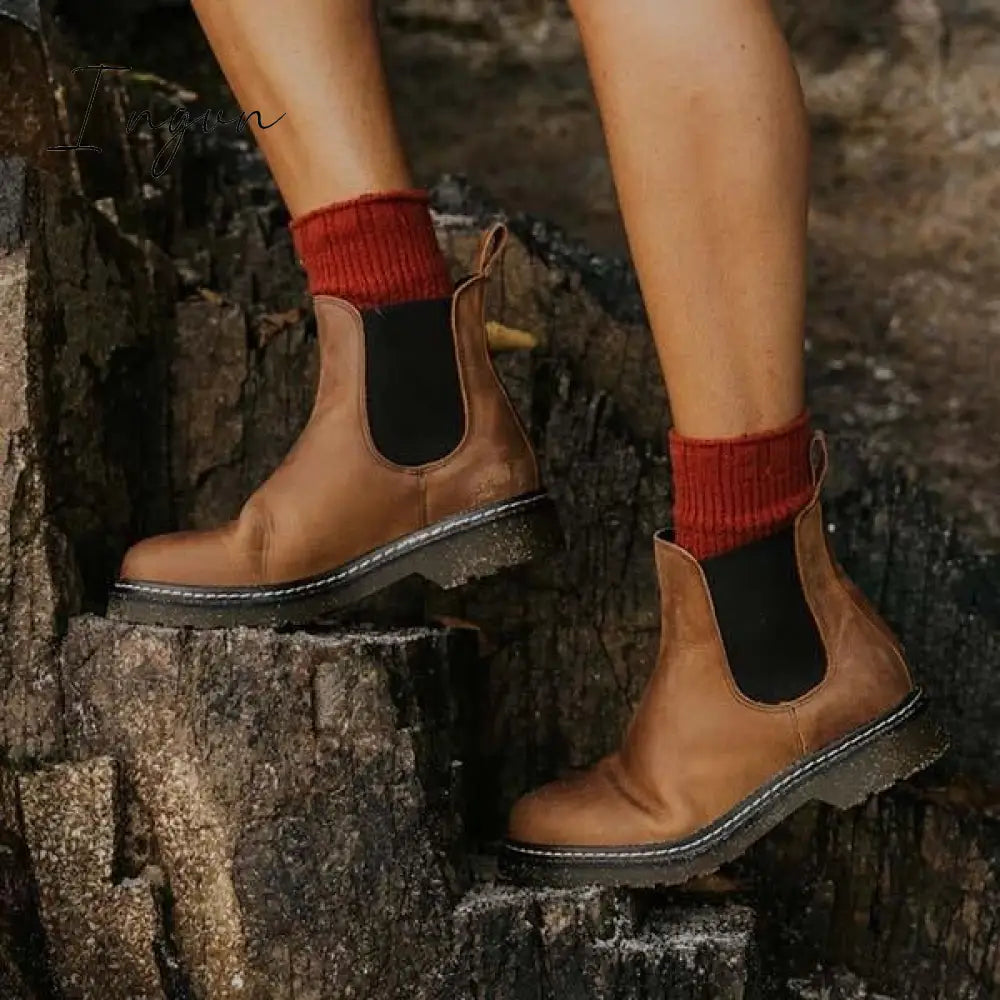Ingvn - Artificial Leather Chelsea Boots