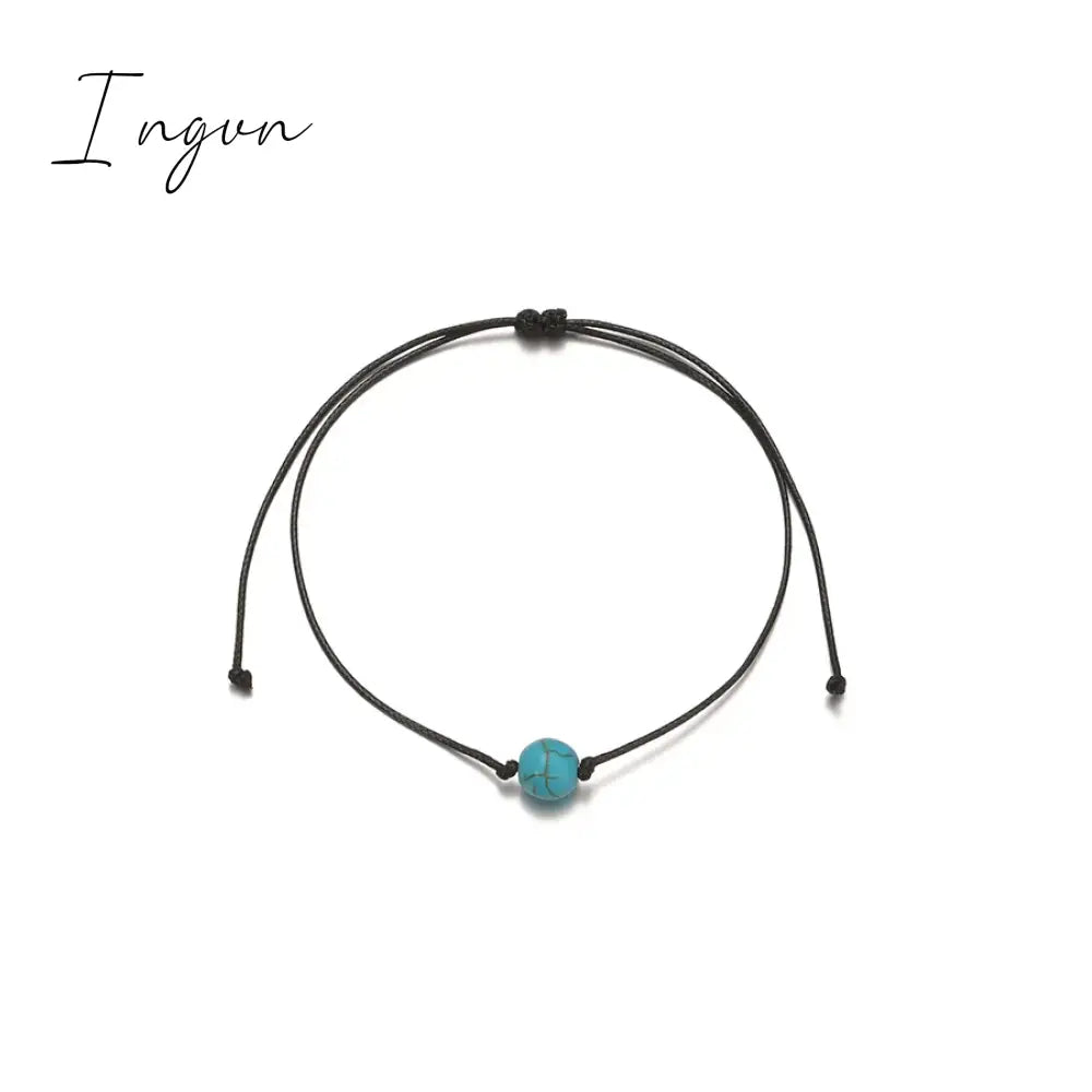 New Fashion Boho Turquoise Waterproof Woven Adjustable Anklet for Women Men Simple Niche Design Beach Vacation Gifts