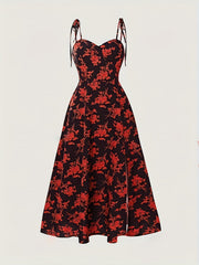 Chic Summer A-line Floral Dress with Sweetheart Neck - Strapless, Easy Maintenance, Women's Non-Sheer Cami Style