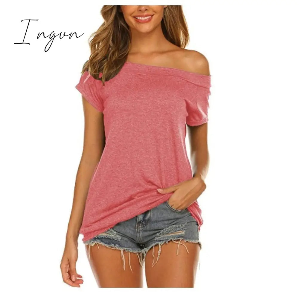 Ingvn - Stylish Off Shoulder Solid Color Long Sleeve Tops