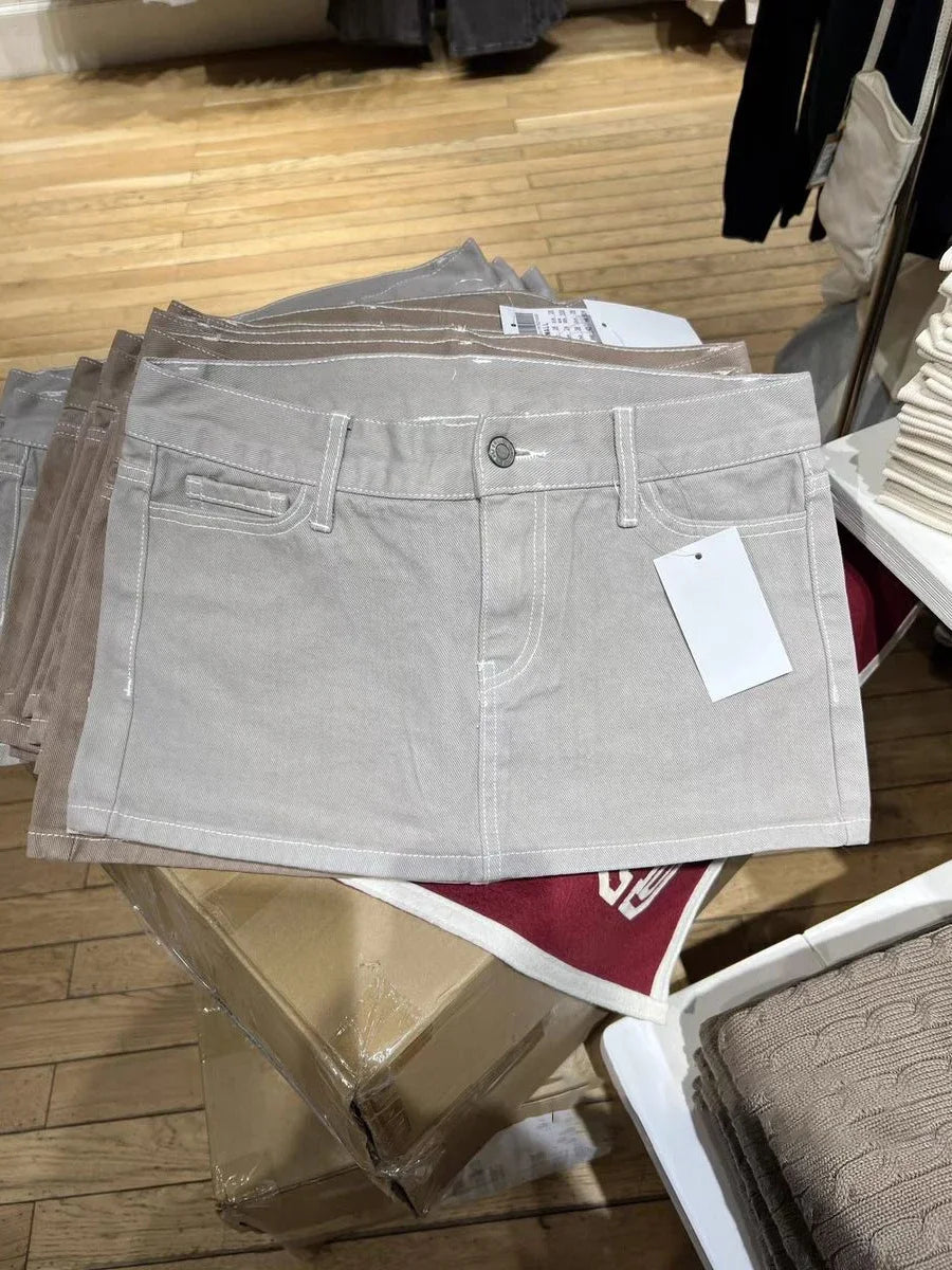 American Vintage Denim Mini Skirts Women Summer Fashion High Waist Straigth Short Faldas Casual Fashion Streetwear Cotton Skirt