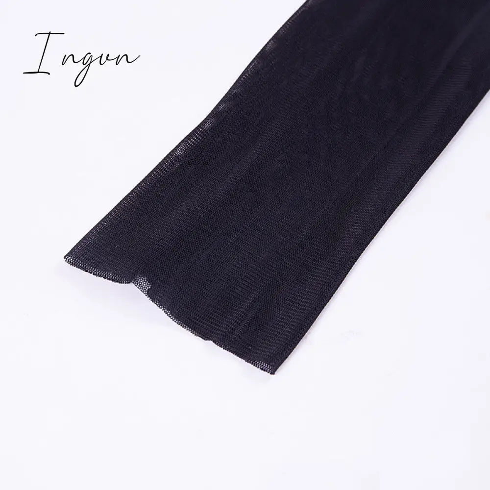 Ingvn - Summer Outfits Fashion Trends Sexy Women Dress Mesh See-through Long Sleeves Dress Slim Tight Backless Dress Party Clubwear Female Mini Dresses Black