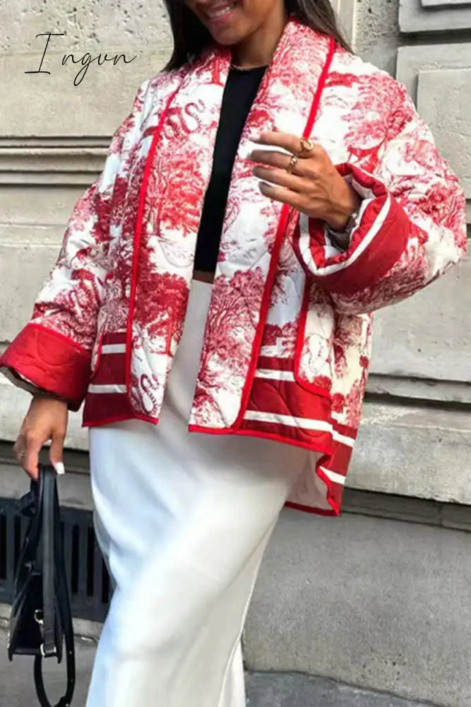 Ingvn - Street Print Pocket Turndown Collar Outerwear(3 Colors)