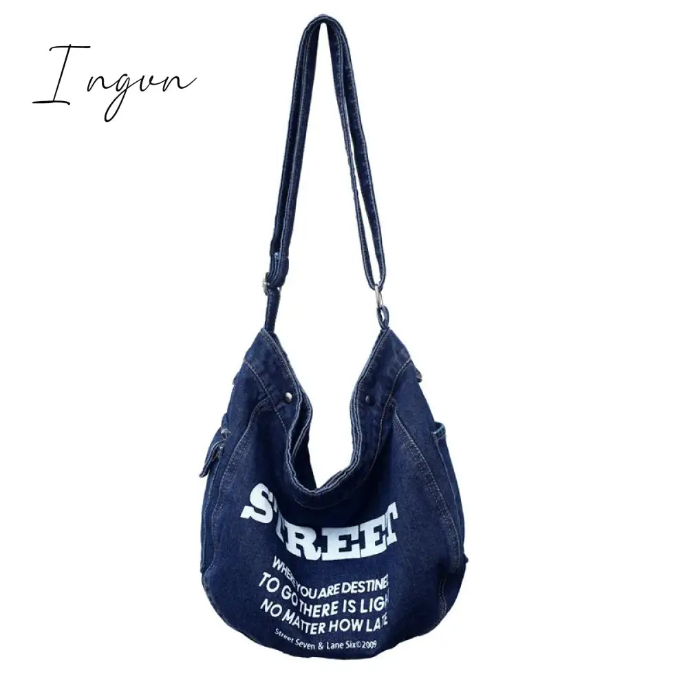 Ingvn - Denim Women's Bag 2024 New Eco Reusable Ladies Handbags Canvas Shopping Travel Shoulder Bags Unisex Jeans Crossbody Bag Shoppers