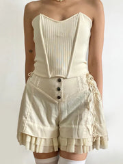 Rockmore Mesh Patchwork Hot Sweet Shorts Gentle Cute High Waist Women Y2K Coquette Aesthetic Summer Casual Mini Short Pants