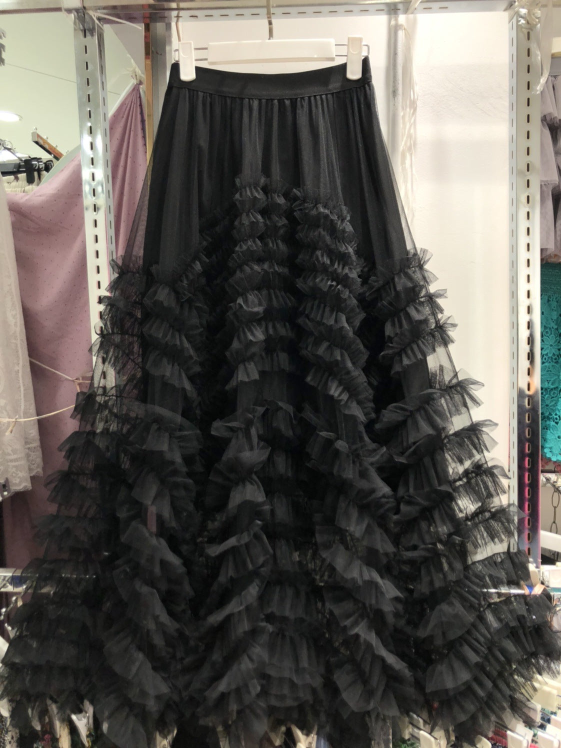 Niche Irregular Mesh Heavy Industry Large Swing Long Skirt Women's Slim Hip Covering Gorgeous Fairy Dream Pink Cake Skirt