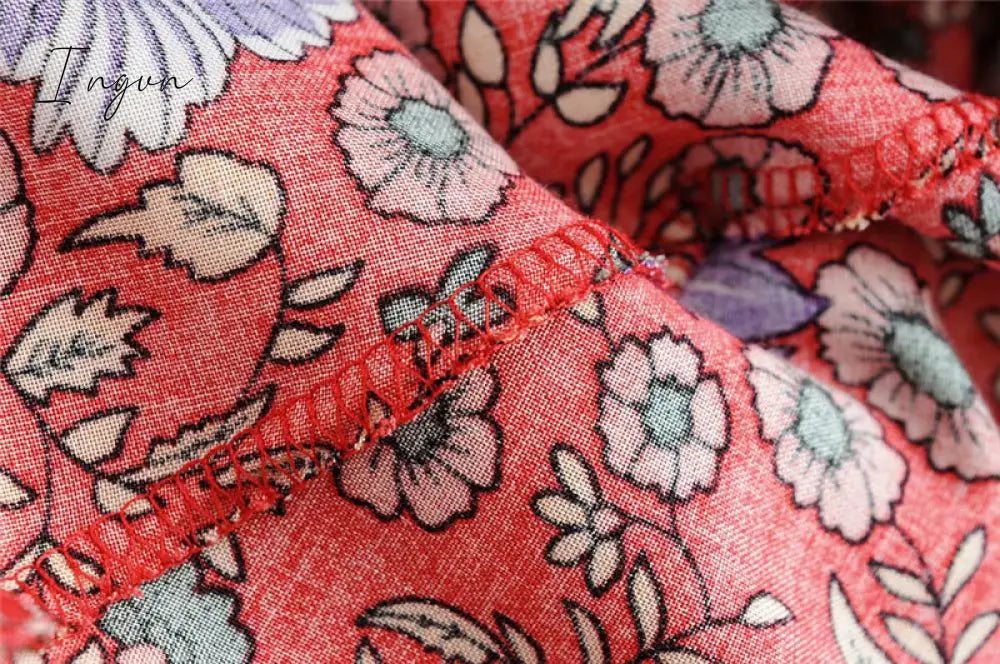 Ingvn - Vintage chic vestidos women Floral print bat sleeve beach long Bohemian maxi dress Ladies sexy V neck  Summer Boho happie  dress