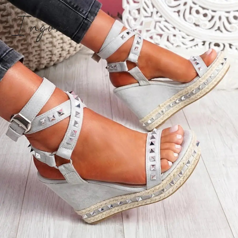 Ingvn - Daily Numy Wedge Rock Studs Sandals