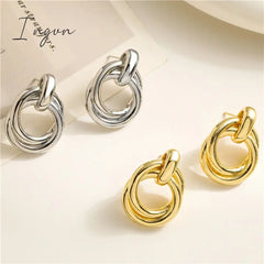 New Trendy Vintage Golden Silver Plated Wrapped Earrings for Women Niche Design Elegant Party Jewelry Girlfriend Gifts