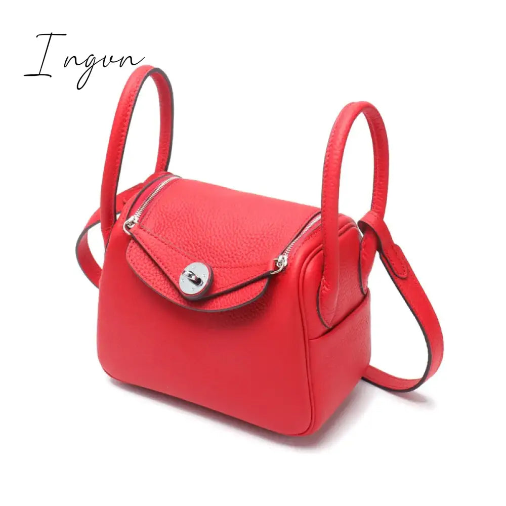 Ingvn - Mini 20cm Pillow Bag Silver Buckle Ladies Handbag Luxury Brand Designer Shoulder Bag Cow Genuine Leather Crossbody Bags Fashion
