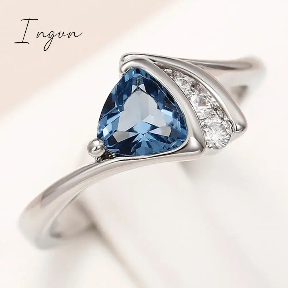 Ingvn - Modern Design Blue Cubic Zirconia Rings for Women 2022 New Trend Engagement Wedding Bands Accessories Fashion Jewelry