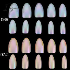 Nails STILETTO Fake Nail Tips 12pcs/Box Metallic False Nail Art Manicure Press on Nails Mirror Look