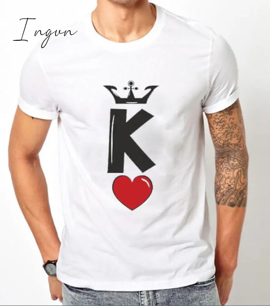 Ingvn - Hot Sell Short Sleeve Women New Summer Top White T Shirts Chic Couple Clothes Harajuku Women Men Matching Soulmate Basic T-shirts