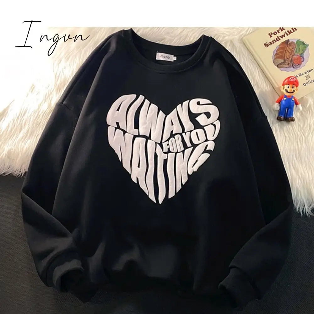 Ingvn - Women Letter Designer Love Y2k Hoodies Female Harajuku Korean Fashion Sweatshirts Girl Vintage Streetwear Hoodie