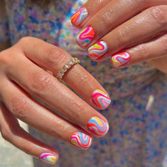 Wearable Manicure French Fake Nails Waterproof Round Head Full Cover Nail Tips Press on Nails Girl