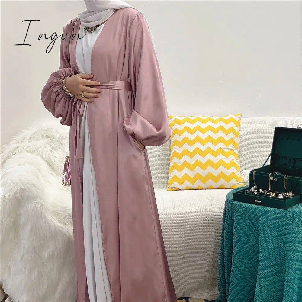 Ingvn - 2023 Summer Puff Sleeve Muslim  Abaya Women Dress Elegant Modest Morocco Party Long Dress Islamic Turkey Dubai Eid Ramadan Jubah Robe