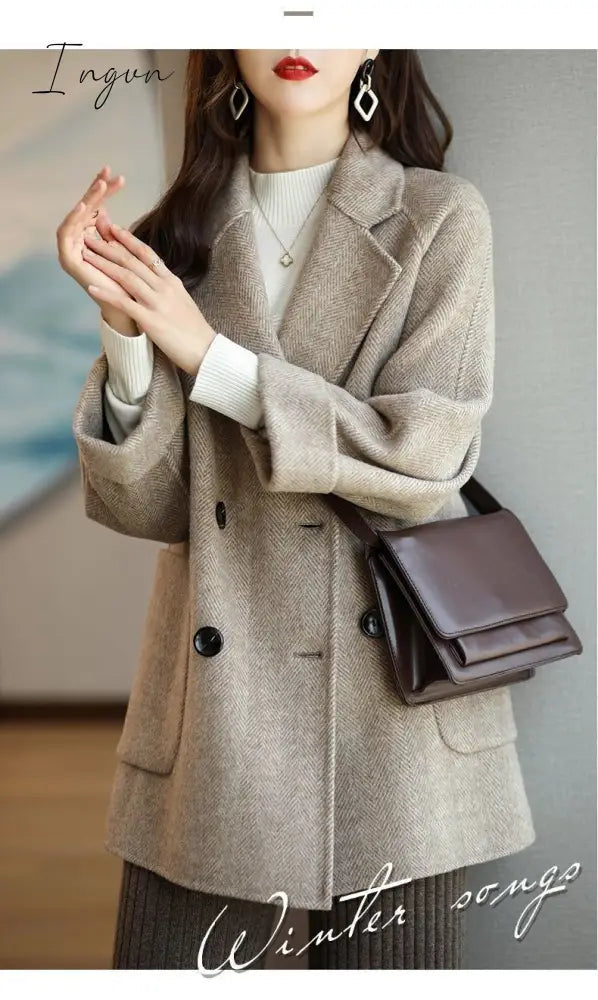Ingvn - Autumn And Winter New Fashion Women's Jacket Loose Leisure All-Match Western Style High-End Woolen Female Coat