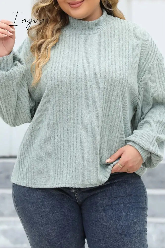 Ingvn - Casual Solid Basic Turtleneck Plus Size Tops