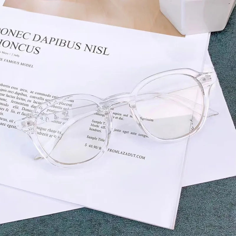 INGVN  Korean Transparent Glasses Frame Women Lovely Plain Glasses Men Eyewear Cute Decorative Computer Glasses