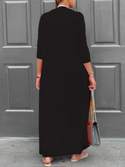1pc Women's Plus Size Long Cardigan - Casual Style, Solid Color, Polyester Knit, Open Front, Long Sleeve, Pullover, Non-Waterproof, for Spring/Autumn