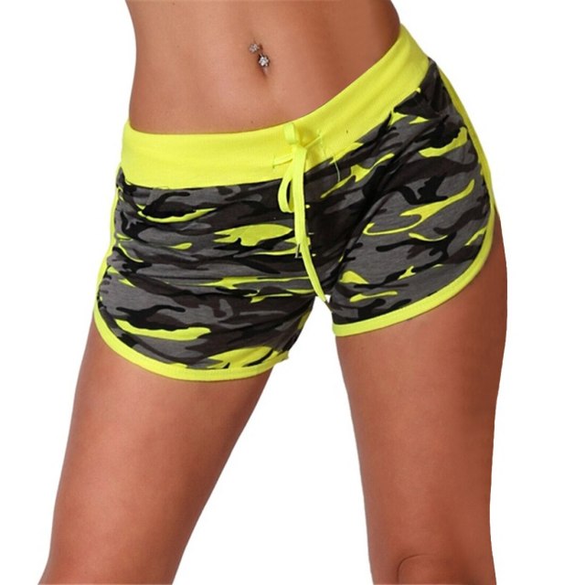 Women Sport Yoga Shorts Women Ladies Cool Shorts Short Fitness Camouflage Elastic Running Outdoor Broadcloth Print Polyester