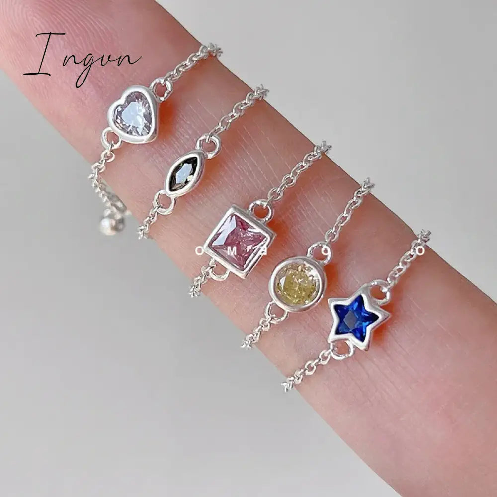 Kpop Star Crystal Zircon Rings Pink Girl Adjustable Chain Ring for Women Wedding Engagement Rings Y2K Rings Aesthetic Jewelry