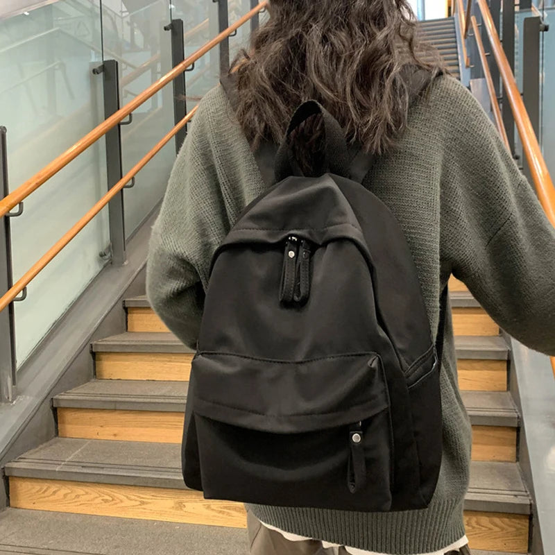 Ingvn  New Women's Fashion Women's Large Capacity University Backpack Cute Girls' Travel Backpack Cool Backpack Trendy Solid Color Back
